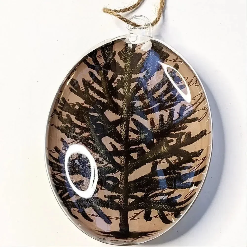Crate&Barrel Christmas Tree Oval Clear Acrylic Ornament